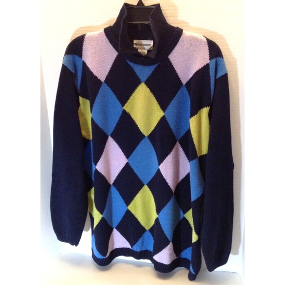 VTG Argyle Winter Sweater Men XL Colorful Preppy Ski Snow Academia Grandpa - Picture 3 of 8